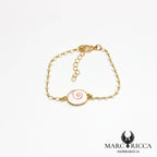 Bracelet chaîne perles de résines en vermeil avec Œil de Sainte Lucie