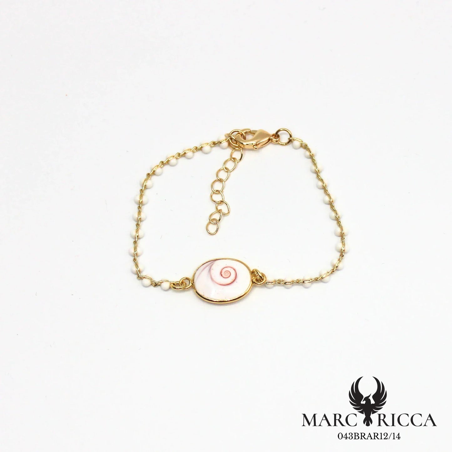 Bracelet chaîne perles de résines en vermeil avec Œil de Sainte Lucie