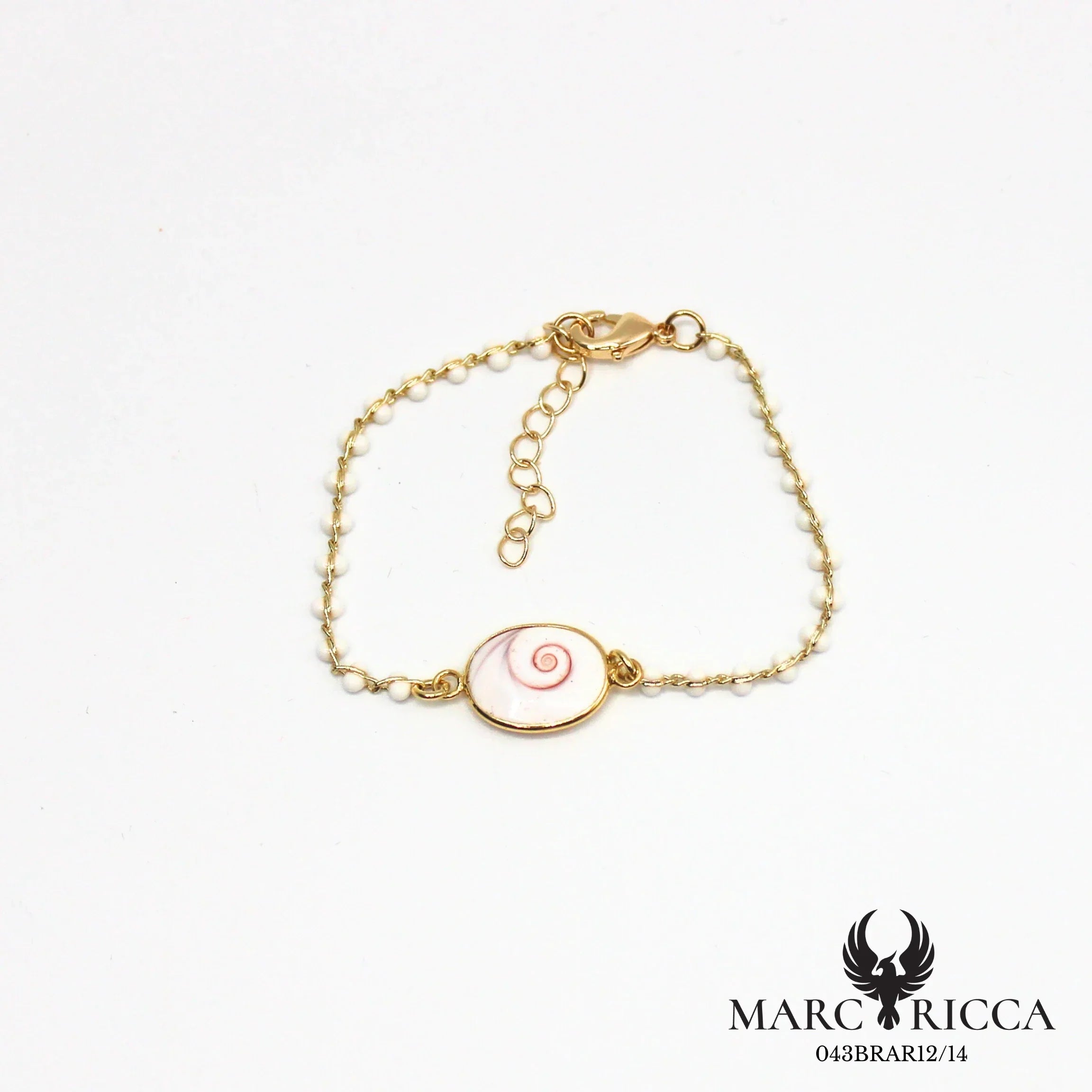 Bracelet chaîne perles de résines en vermeil avec Œil de Sainte Lucie
