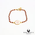 Bracelet chaîne perles de résines en vermeil avec Œil de Sainte Lucie