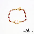 Bracelet chaîne perles de résines en vermeil avec Œil de Sainte Lucie