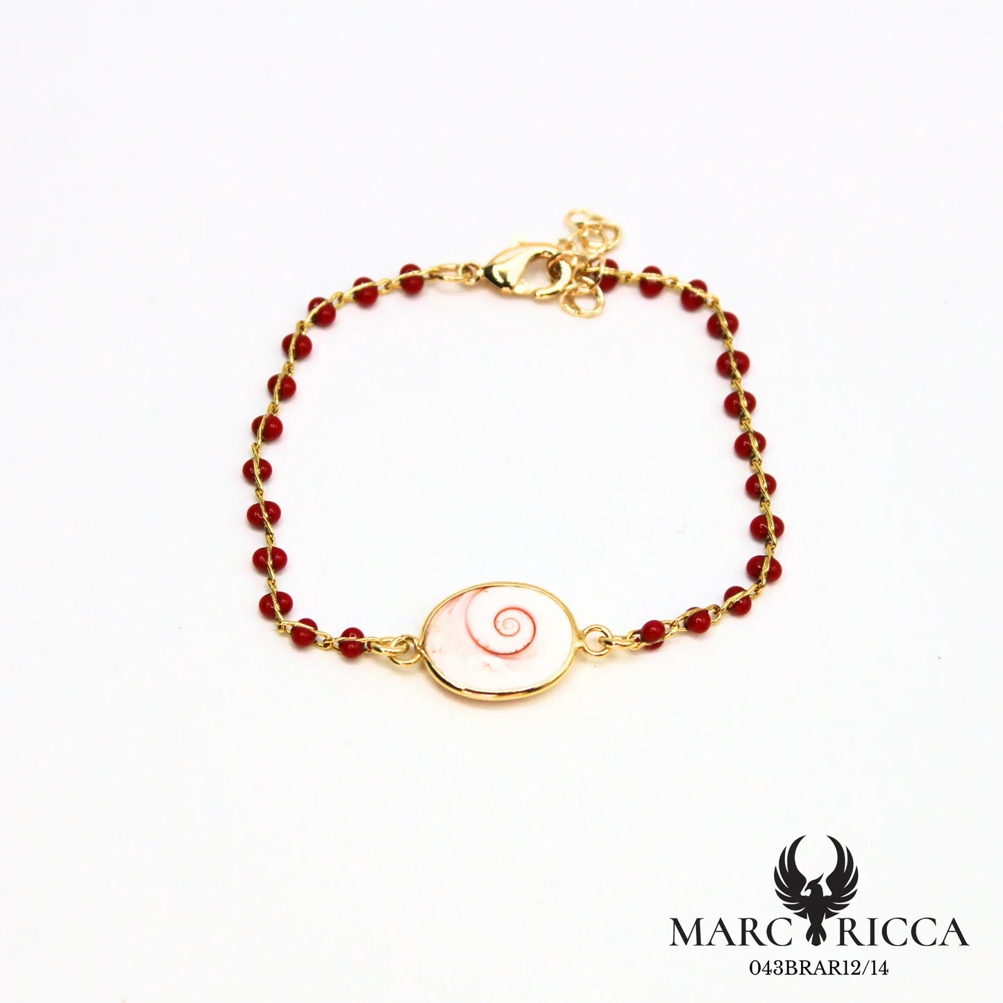 Bracelet chaîne perles de résines en vermeil avec Œil de Sainte Lucie