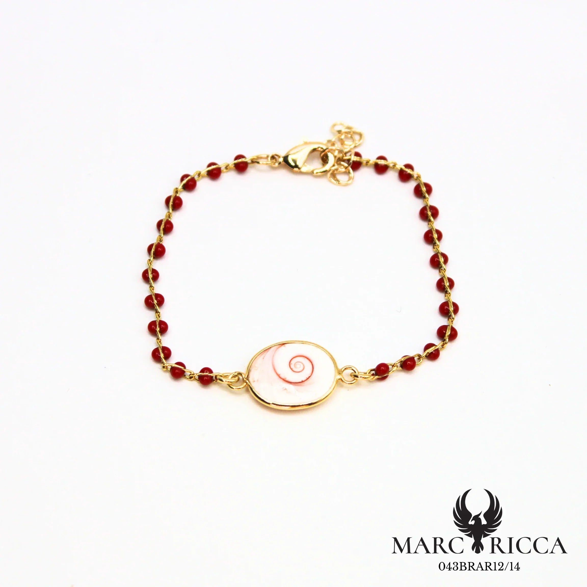 Bracelet chaîne perles de résines en vermeil avec Œil de Sainte Lucie