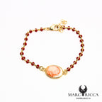 Bracelet chaîne perles de résines en vermeil avec Œil de Sainte Lucie