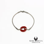 Bracelet câble en acier avec anneau en corail