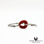 Bracelet câble en acier avec anneau en corail