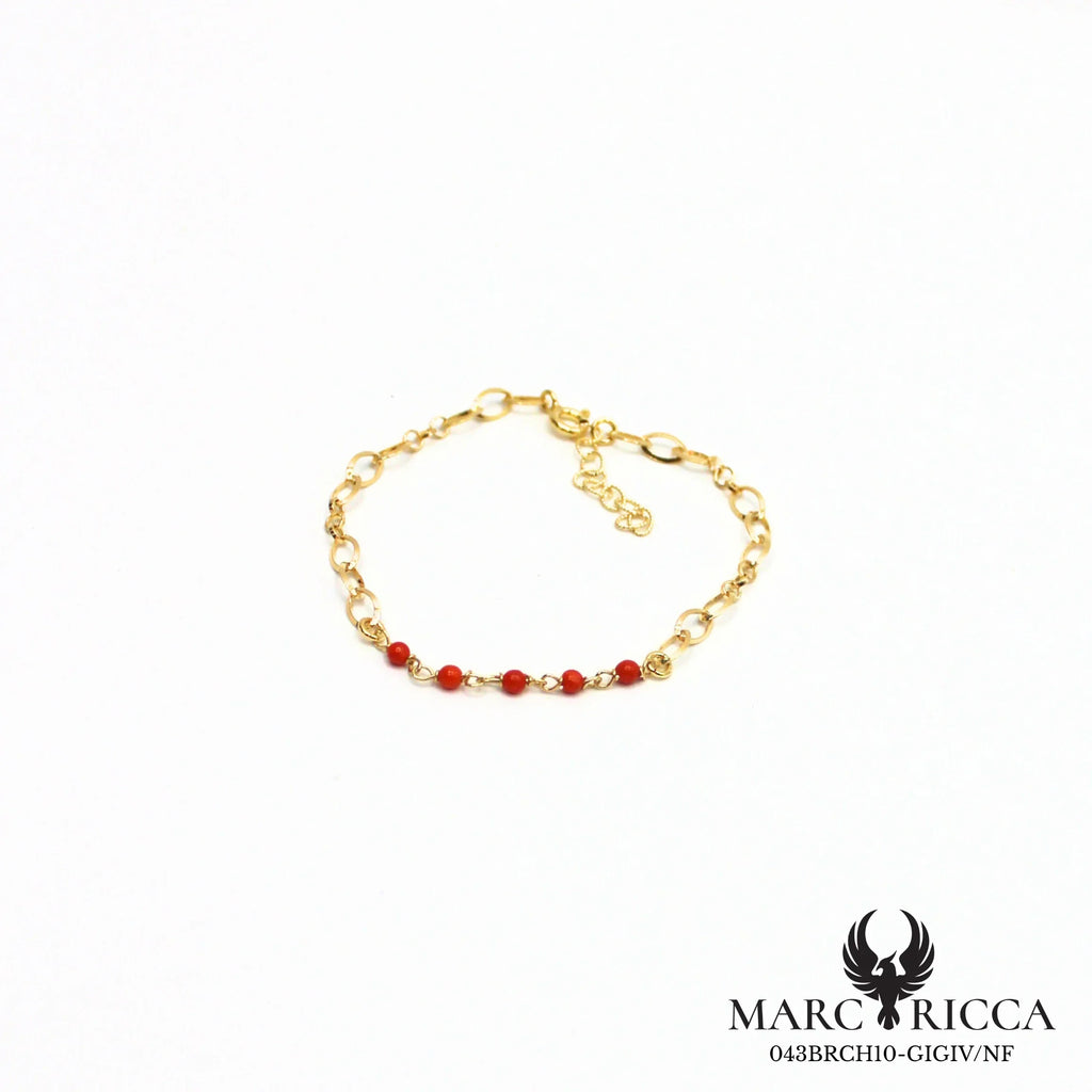Bracelet chaîne en vermeil avec perles de corail