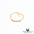 Bracelet chaîne en vermeil avec perles de corail