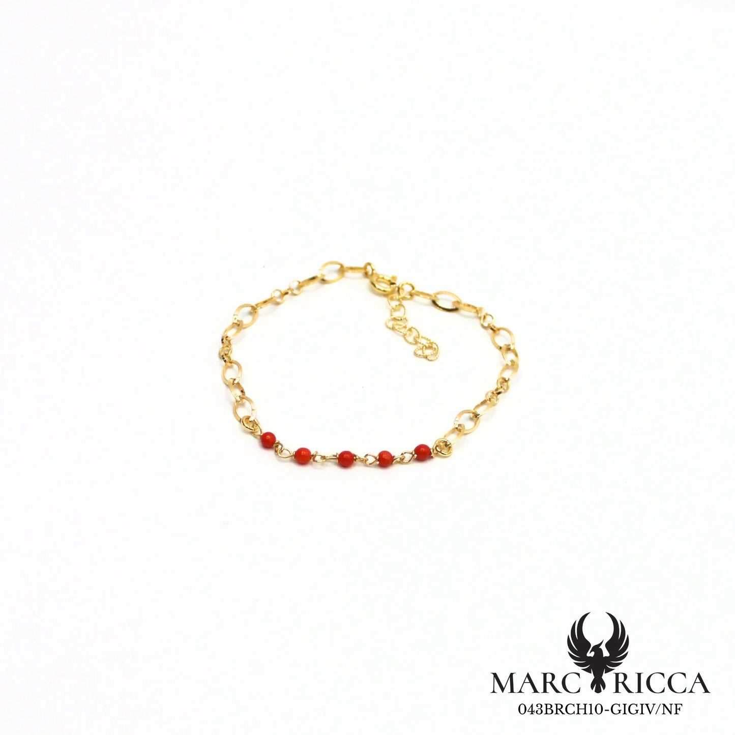 Bracelet chaîne en vermeil avec perles de corail