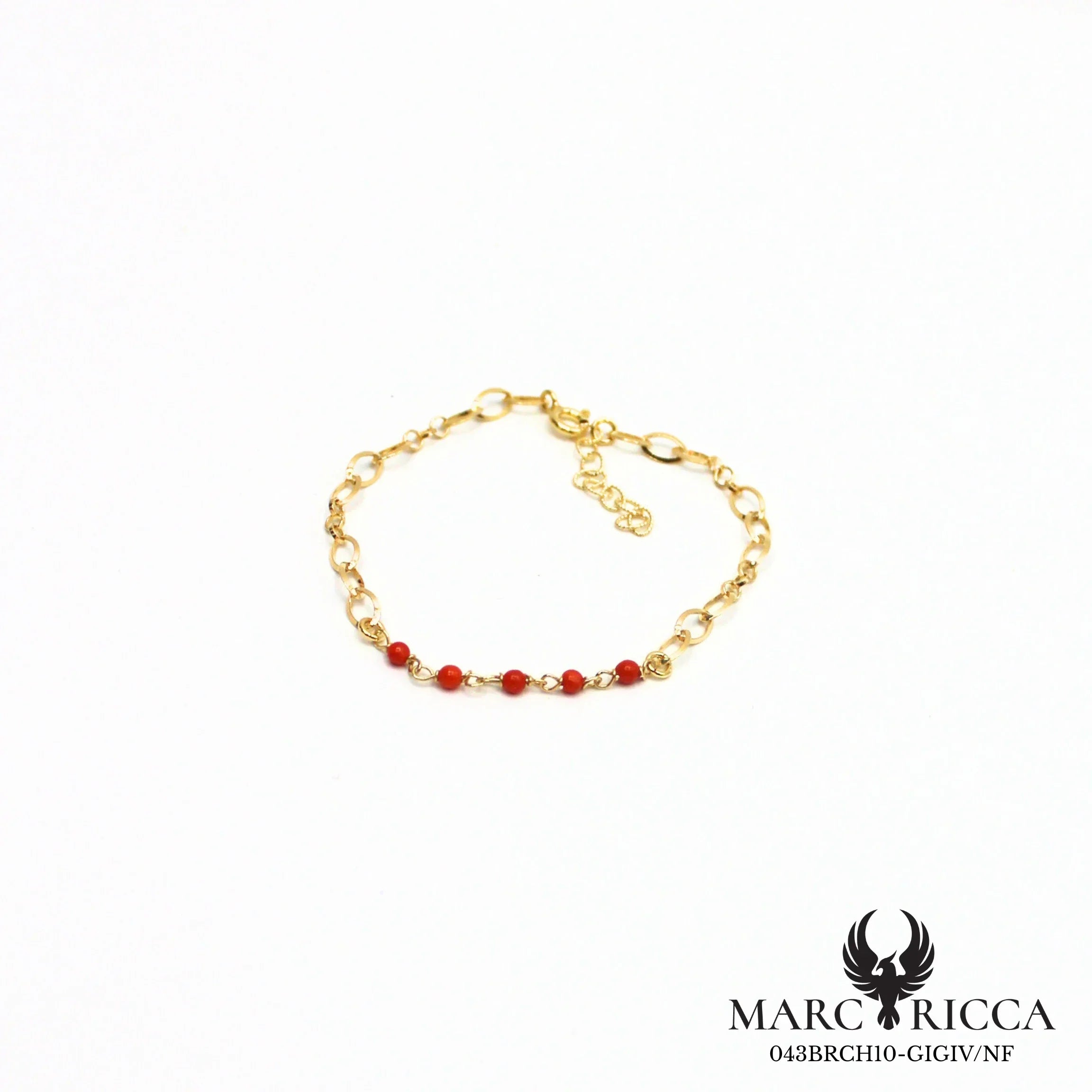 Bracelet chaîne en vermeil avec perles de corail