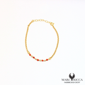 Bracelet Corail rouge perles avec chaine en vermeil