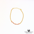 Bracelet Corail rouge perles avec chaine en vermeil