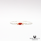Bracelet chaine avec corail et perles en argent ou vermeil