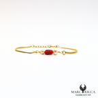 Bracelet chaine avec corail et perles en argent ou vermeil