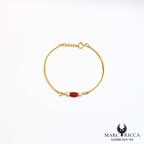 Bracelet chaine avec corail et perles en argent ou vermeil