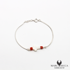 Bracelet Argent / Vermeil avec corail et croix en nacre