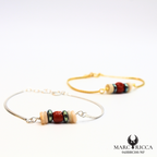 Bracelet corail, hématite bleu et nacre en argent ou vermeil