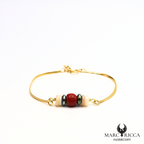 Bracelet corail, hématite bleu et nacre en argent ou vermeil
