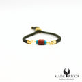 Bracelet corde avec corail et howlite turquoise en vermeil