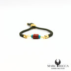 Bracelet corde avec corail et howlite turquoise en vermeil