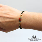 Bracelet corde avec corail et howlite turquoise en vermeil