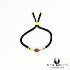 Bracelet corde avec corail et howlite turquoise en vermeil