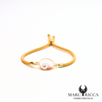 Bracelet Argent ou Vermeil & laiton œil de Sainte-Lucie Rouge