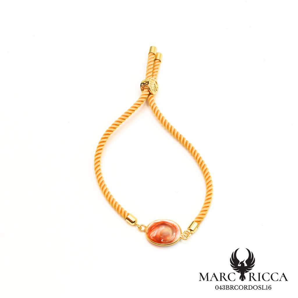 Bracelet Argent ou Vermeil & laiton œil de Sainte-Lucie Rouge