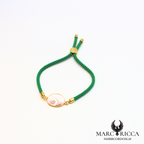 Bracelet Argent ou Vermeil & laiton œil de Sainte-Lucie Rouge