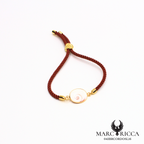 Bracelet Argent ou Vermeil & laiton œil de Sainte-Lucie Rouge