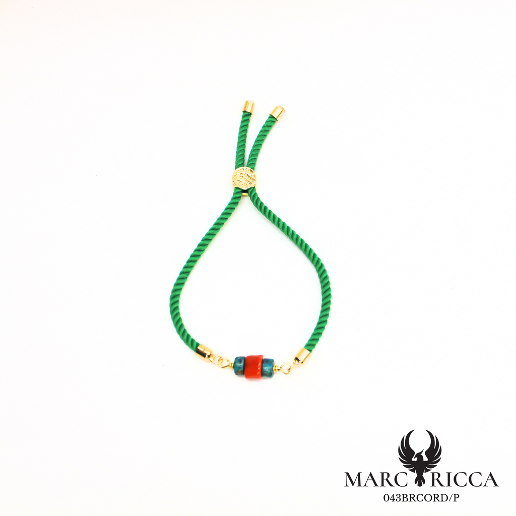Bracelet corde corail et turquoise en vermeil