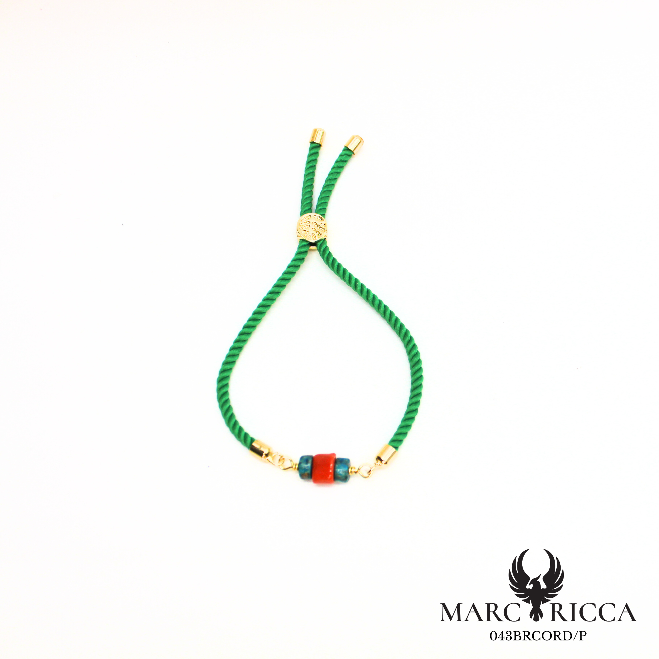 Bracelet corde corail et turquoise en vermeil