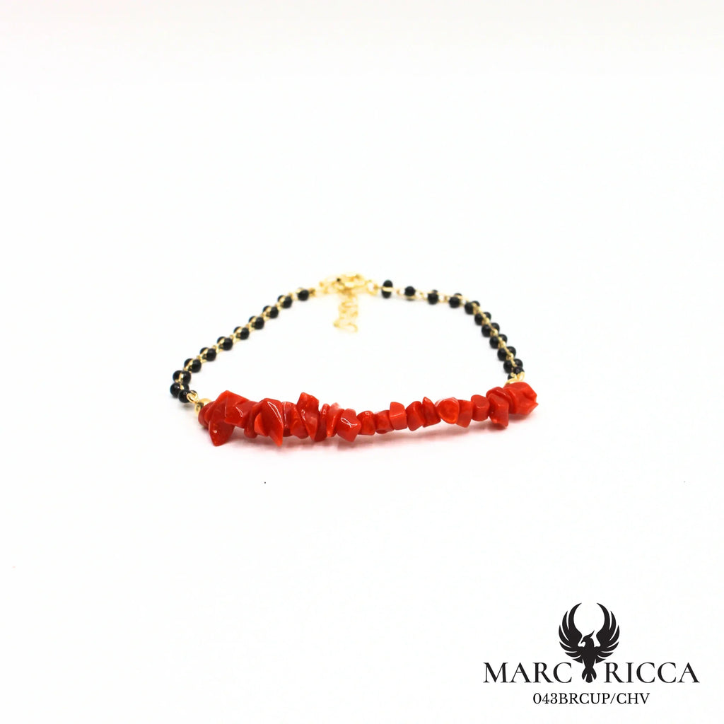 Bracelet corail cupolino et perles de résine