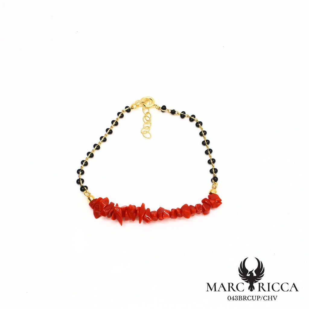 Bracelet corail cupolino et perles de résine