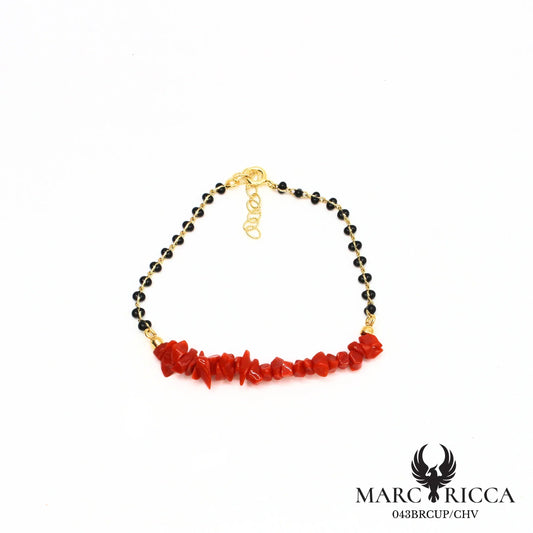 Bracelet corail cupolino et perles de résine