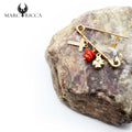 Broche Vermeil Corail Croix & Trèfle