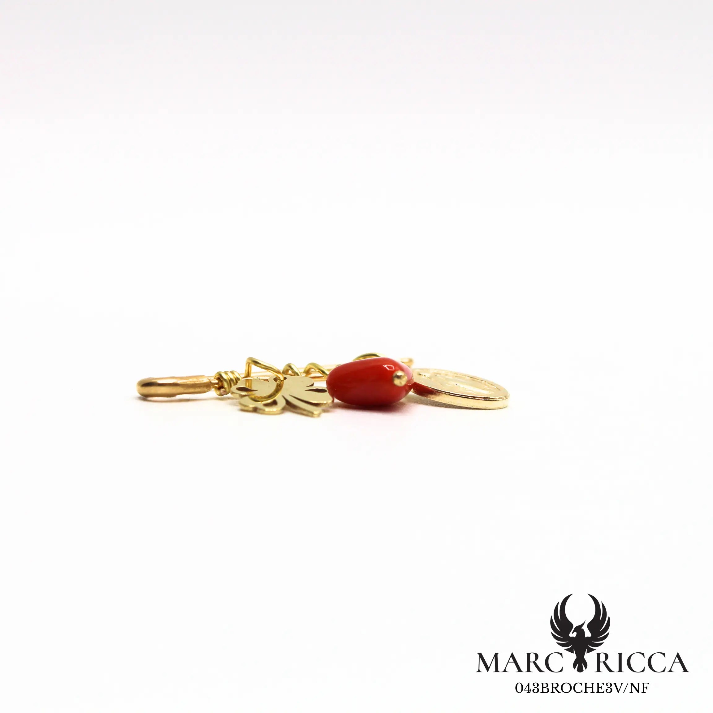 Broche Corail Coeur, Madone & Trèfle
