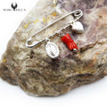 Broche Argent Corail Main, Cœur & Madone