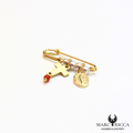 Broche Vermeil Corail perles croix et madone
