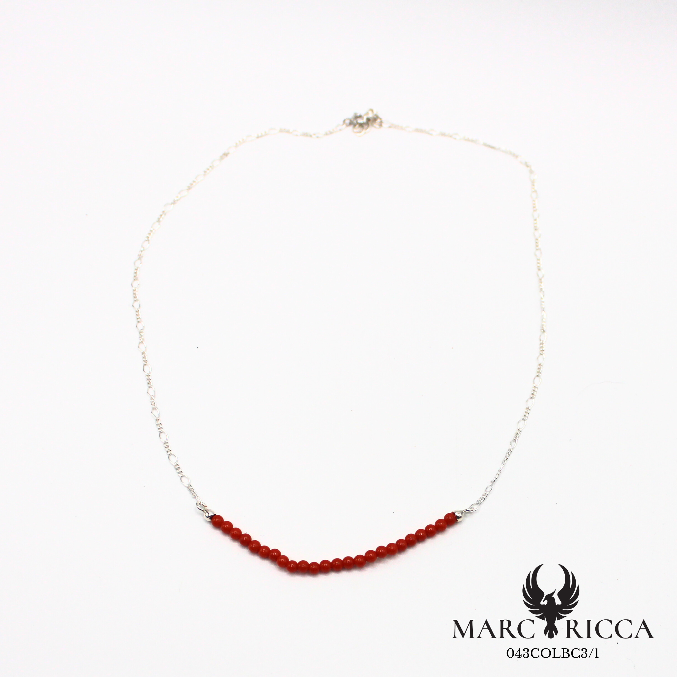 Collier chaine et perles de corail en argent