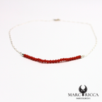 Collier chaine et perles de corail en argent