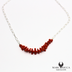 Collier chaine en argent avec corail cupolino