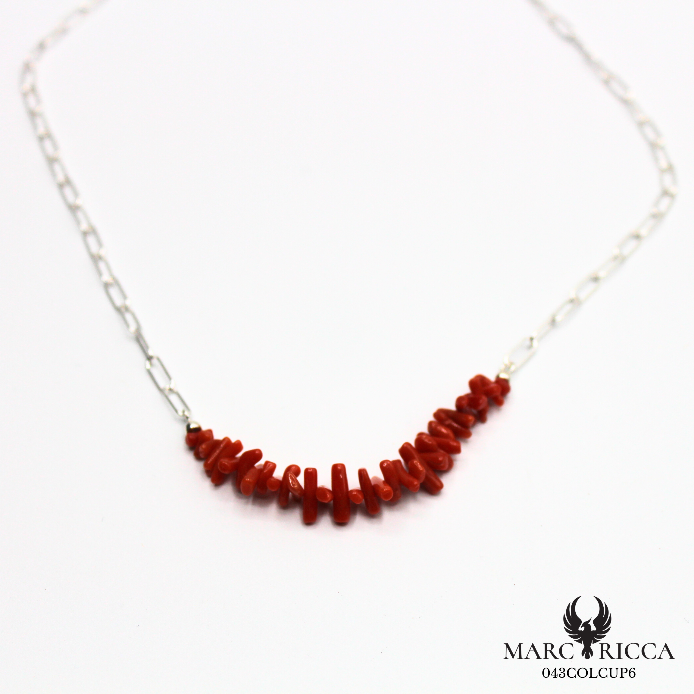 Collier chaine en argent avec corail cupolino