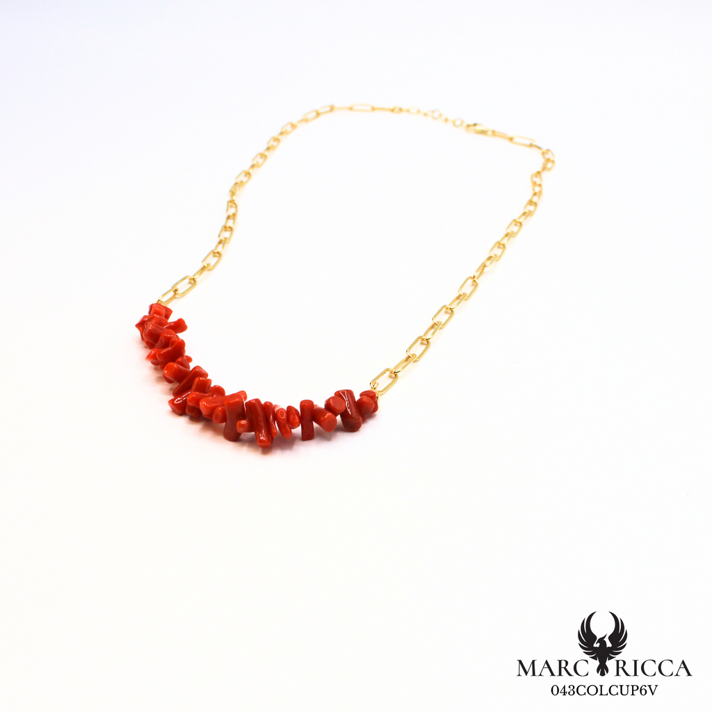 Collier chaine en argent avec corail cupolino