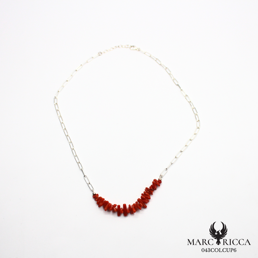 Collier chaine en argent avec corail cupolino