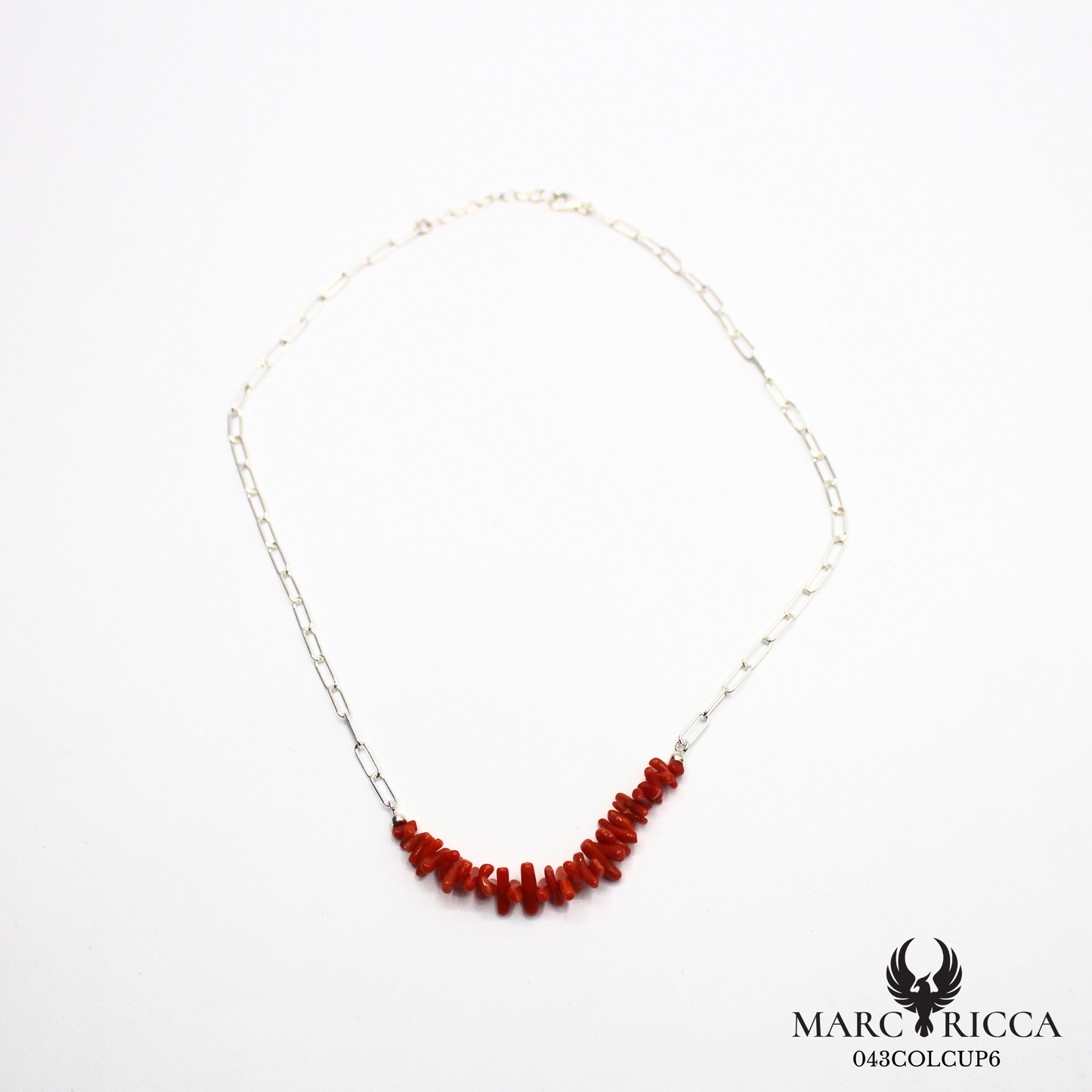 Collier chaine en argent avec corail cupolino