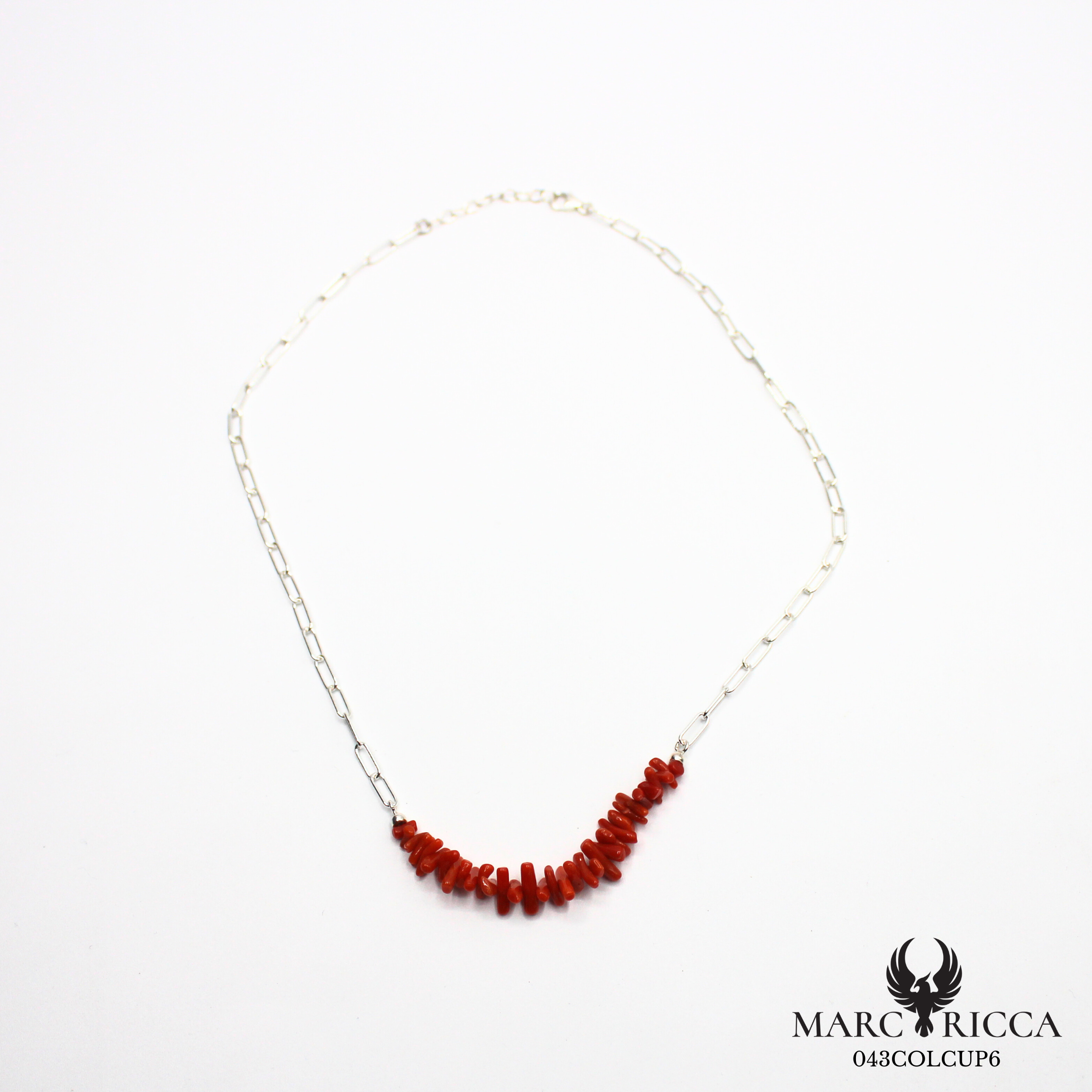 Collier chaine en argent avec corail cupolino