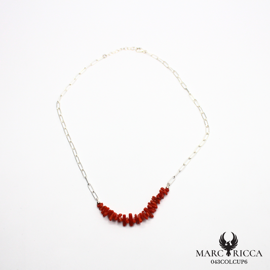 Collier chaine en argent avec corail cupolino
