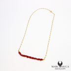 Collier chaine en argent et corail chips