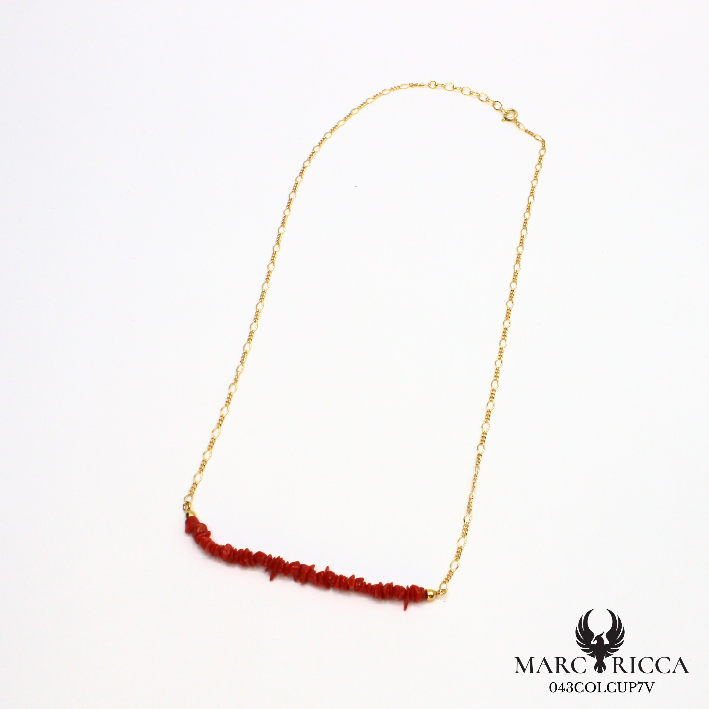 Collier chaine en argent et corail chips